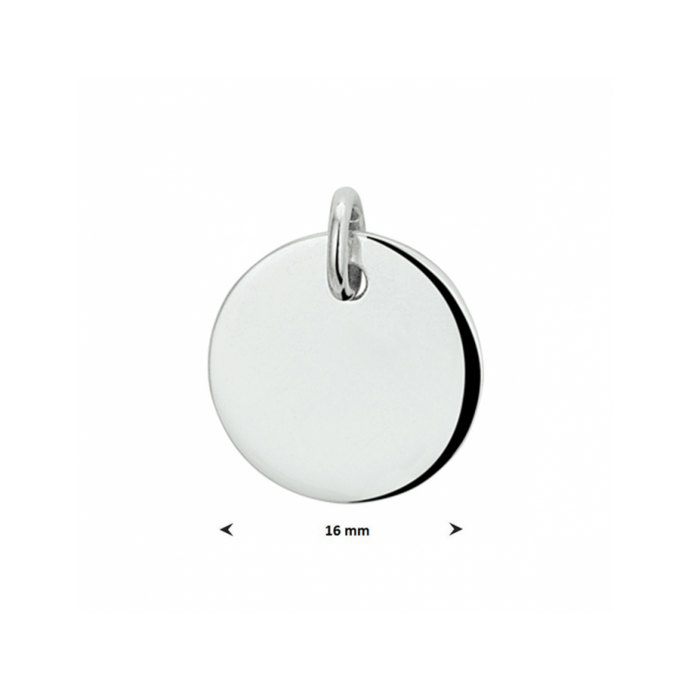 Graveerhanger, zilver gerhodineerd rond (16mm.) - 23235