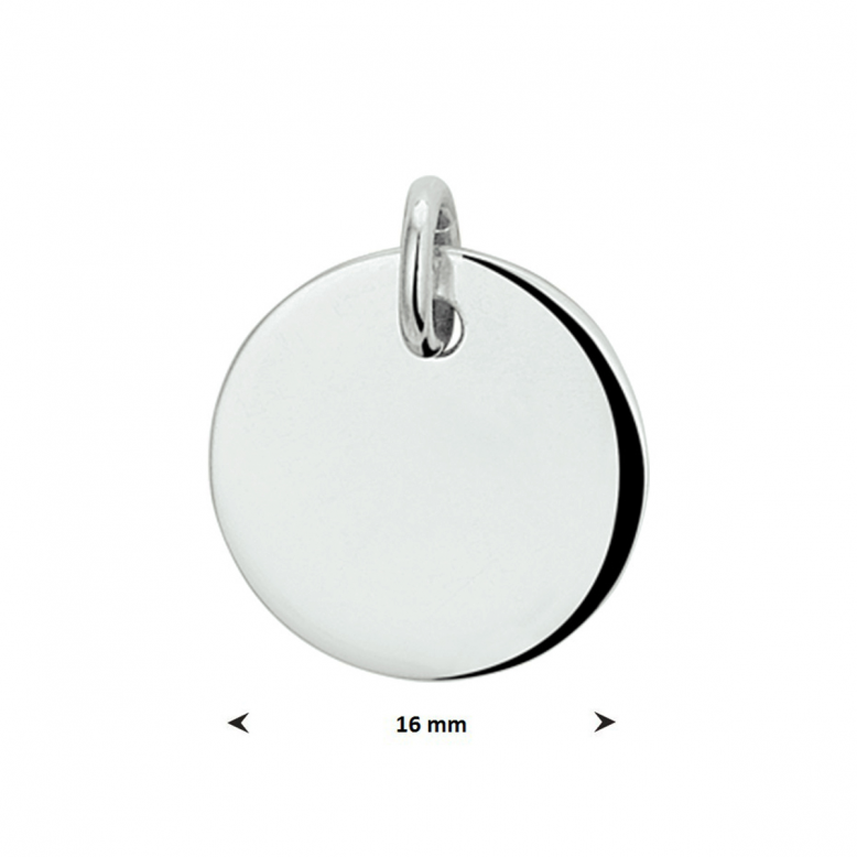 Graveerhanger, zilver gerhodineerd rond (16mm.) - 23235