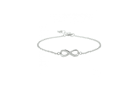 Armband, zilver gerhodineerd infinity zirkonia (lengte:15,5-18cm.) - 24566