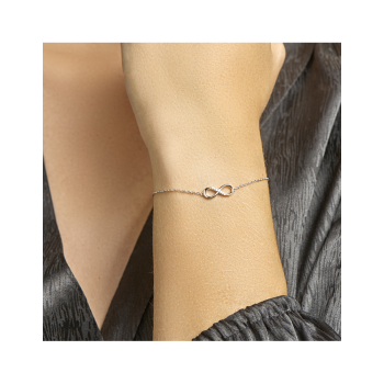 Armband, zilver gerhodineerd infinity zirkonia (lengte:15,5-18cm.) - 24566