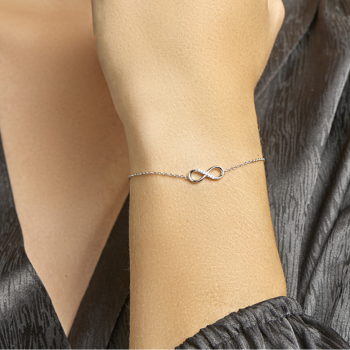 Armband, zilver gerhodineerd infinity zirkonia (lengte:15,5-18cm.) - 24566