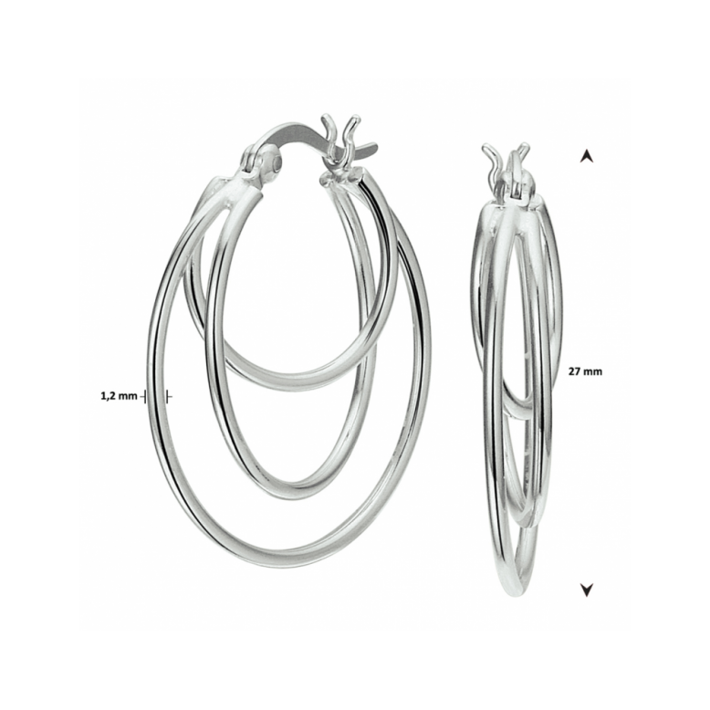 Oorringen, zilver gerhodineerd (27x4mm.) - 24550
