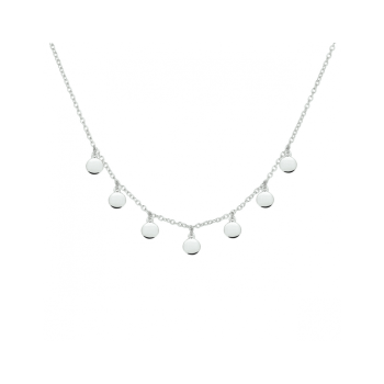 Collier, zilver gerhodineerd rondjes (lengte:41-45cm.) - 23194