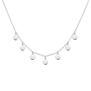 Collier, zilver gerhodineerd rondjes (lengte:41-45cm.) - 23194
