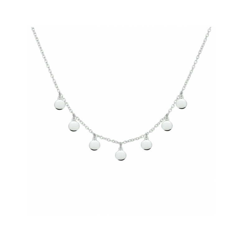 Collier, zilver gerhodineerd rondjes (lengte:41-45cm.) - 23194