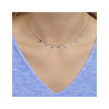 Collier, zilver gerhodineerd rondjes (lengte:41-45cm.) - 23194 Collier, zilver gerhodineerd rondjes (lengte:41-45cm.) - 23194