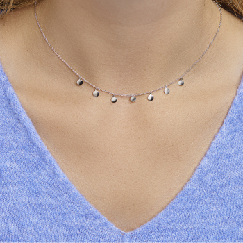 Collier, zilver gerhodineerd rondjes (lengte:41-45cm.) - 23194 Collier, zilver gerhodineerd rondjes (lengte:41-45cm.) - 23194
