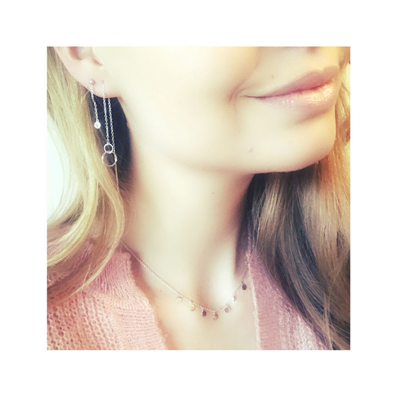 Collier, zilver gerhodineerd rondjes (lengte:41-45cm.) - 23194