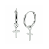 Oorringen, zilver gerhodineerd met kruisje (12mm.) - 23323