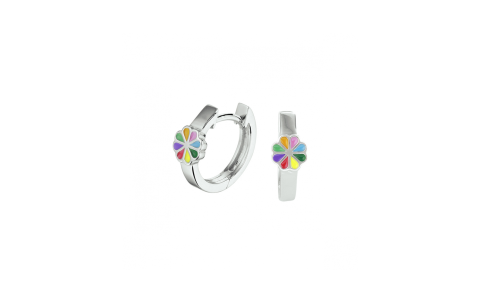 Oorringen, zilver gerhodineerd bloem kleur - 24510