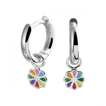 Oorringen, zilver gerhodineerd bloem multicolour - 24187 Oorringen, zilver gerhodineerd bloem multicolour - 24187