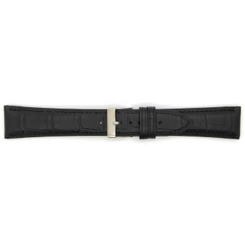 Horlogeband 22mm Zwart Krokodillenprint - 24467