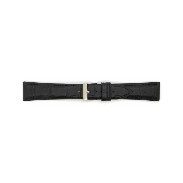 Horlogeband 22mm Zwart Krokodillenprint - 24467