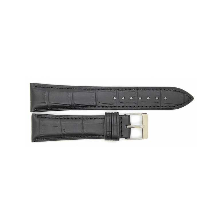 Horlogeband 22mm Zwart Krokodillenprint - 24467