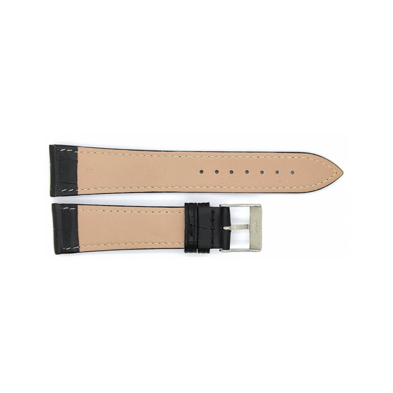 Horlogeband 22mm Zwart Krokodillenprint - 24467