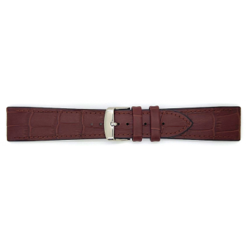 Horlogeband 20mm, Leer met Silicone aan de binnen kant, Bruin - 23229