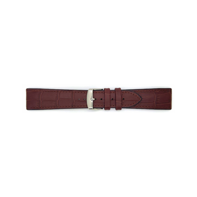 Horlogeband 20mm, Leer met Silicone aan de binnen kant, Bruin - 23229