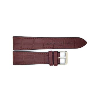 Horlogeband 20mm, Leer met Silicone aan de binnen kant, Bruin - 23229