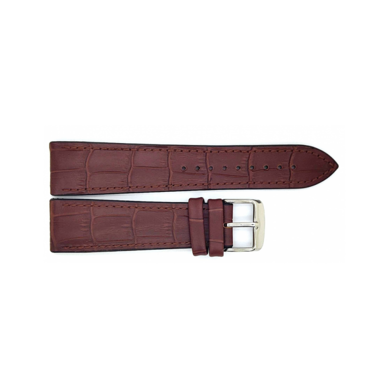 Horlogeband 20mm, Leer met Silicone aan de binnen kant, Bruin - 23229