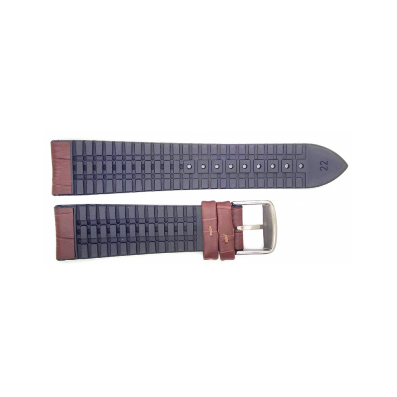 Horlogeband 20mm, Leer met Silicone aan de binnen kant, Bruin - 23229