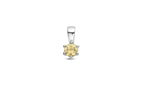 Hanger, zilver gerhodineerd met citrien (4mm.) - 24313