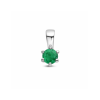 Hanger, zilver gerhodineerd met smaragd (4mm.) - 22452