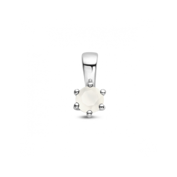 Hanger, zilver gerhodineerd met maansteen (4mm.) - 24315