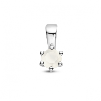 Hanger, zilver gerhodineerd met maansteen (4mm.) - 24315