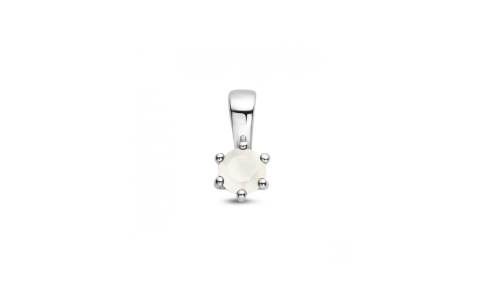 Hanger, zilver gerhodineerd met maansteen (4mm.) - 24315