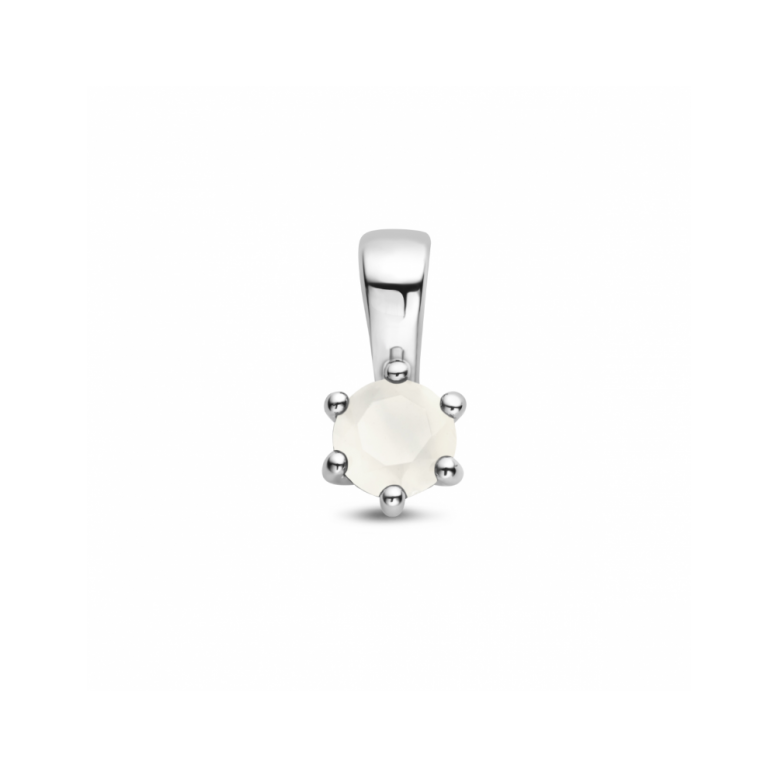 Hanger, zilver gerhodineerd met maansteen (4mm.) - 24315