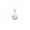 Hanger, zilver gerhodineerd met aquamarijn (4mm.) - 24319