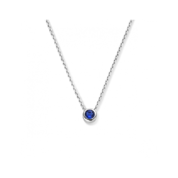 Collier, zilver ankerschakel met blauw zirkonia (lengte: 41-45cm.) - 24093 Collier, zilver ankerschakel met blauw zirkonia (lengte: 41-45cm.) - 24093