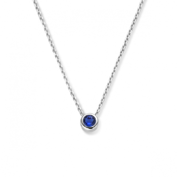 Collier, zilver ankerschakel met blauw zirkonia (lengte: 41-45cm.) - 24093 Collier, zilver ankerschakel met blauw zirkonia (lengte: 41-45cm.) - 24093