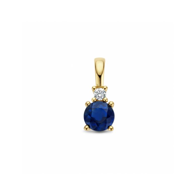 Hanger, 14krt.goud met saffier en diamant (0.02ct.) - 23146