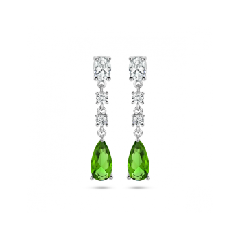 Oorhangers, zilver gerhodineerd met wit en groen zirkonia (3cm.) - 22434 Oorhangers, zilver gerhodineerd met wit en groen zirkonia (3cm.) - 22434