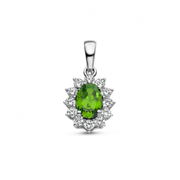 Hanger, zilver gerhodineerd met groen en wit zirkonia - 22444 Hanger, zilver gerhodineerd met groen en wit zirkonia - 22444
