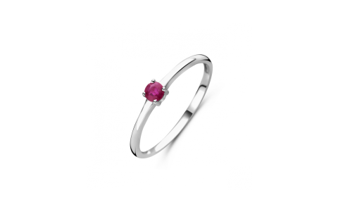 Ring, zilver gerhodineerd met robijn (maat 17,5) - 24320