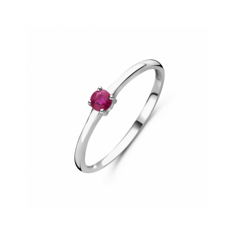 Ring, zilver gerhodineerd met robijn (maat 17,5) - 24320