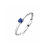 Ring, zilver gerhodineerd met saffier (maat 17,5) - 24299