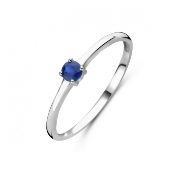 Ring, zilver gerhodineerd met saffier (maat 17,5) - 24299