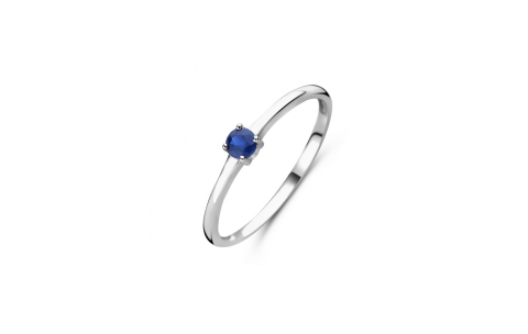 HC Ring, zilver gerhodineerd met saffier (maat 17,5) - 24299
