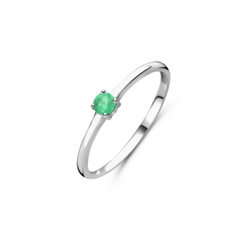 Ring, zilver gerhodineerd met smaragd (maat 17,5) - 24321