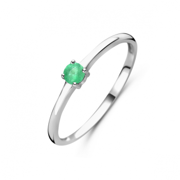 Ring, zilver gerhodineerd met smaragd (maat 17,5) - 24321