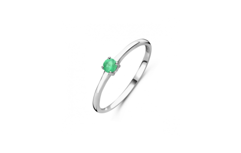 Ring, zilver gerhodineerd met smaragd (maat 17,5) - 24321