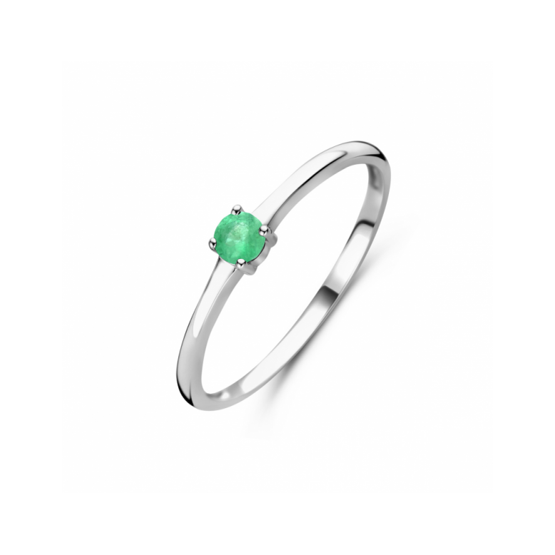 Ring, zilver gerhodineerd met smaragd (maat 17,5) - 24321