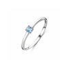 Ring, zilver gerhodineerd met aquamarijn (maat 17,5) - 24799