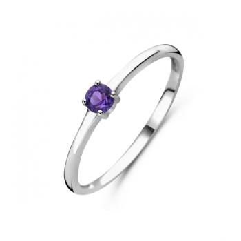 Ring, zilver gerhodineerd met amethist (maat 17,5) - 24322