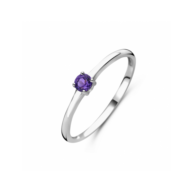 Ring, zilver gerhodineerd met amethist (maat 17,5) - 24322