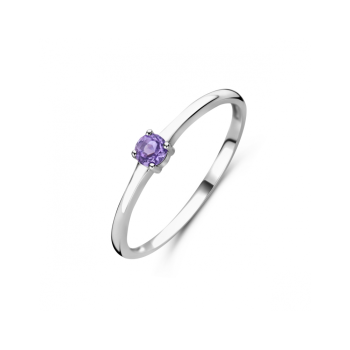 Ring, zilver gerhodineerd met licht amethist (maat 18) - 24341
