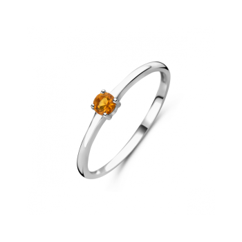 Ring, zilver gerhodineerd met citrien (maat 17) - 24300
